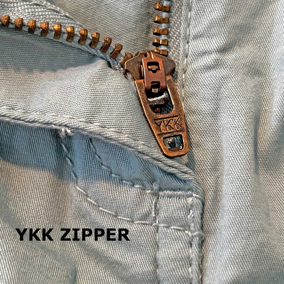 NEW PHOTOS! CAPRI, LIGHT TWILL, CAMEO BLUE, SIZE 28, COTTON/SPANDEX BLEND, FLY - Picture 11 of 16